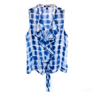 Heart Soul Ruffle V Neck Plaid Tie-Dye crop top S